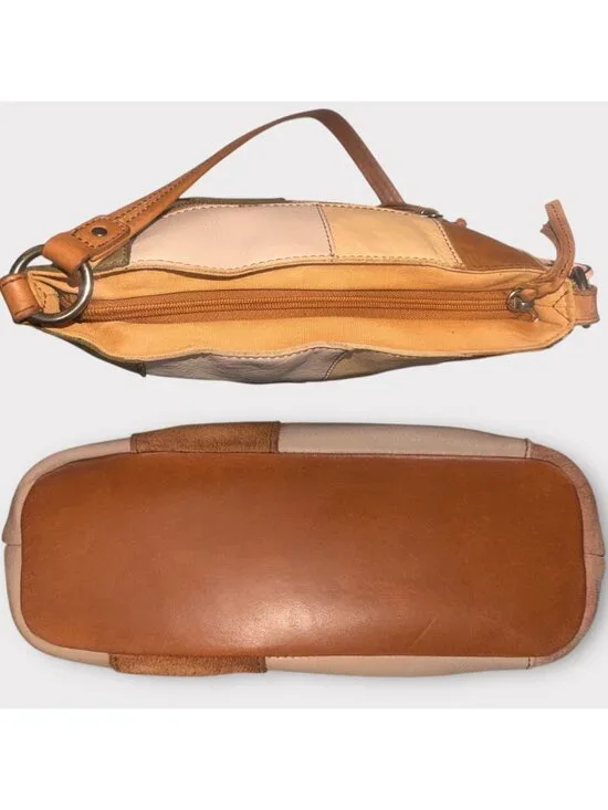 The Sak Indio Patchwork Hobo Pink Tan Mixed Leather Shoulder Bag Bohemian Boho - Picture 5 of 8